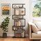 6-Tier Modern Wooden Bookshelf with Geometric S-Shape Design Bedroom or Living Room